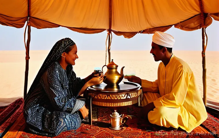 모리타니 가는 방법 - **Prompt 1: Mauritanian Tea Ceremony in a Traditional Tent**
"A captivating scene inside a tradi...