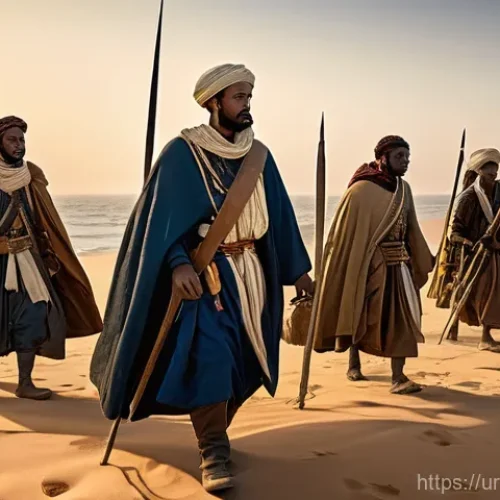 Home 25 모리타니 프랑스 식민지 시대 - **Prompt 1: The Dawn of Colonial Contact and Early Resistance**
"A dramatic historical scene dep...